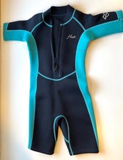 Wetsuit Hevto Guardian Kids Youth Size 7 Shorty Turquoise Black Neoprene 2mm
