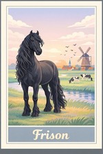 AFFICHE    POSTER Cheval Frison