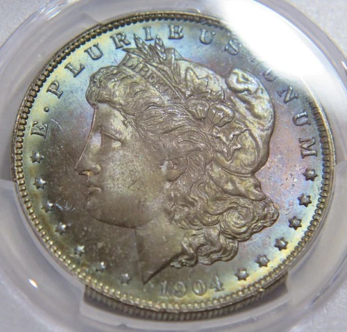 MORGAN DOLLAR 1904 O PCGS MS65 GEM UNCIRCULATED TONED SILVER $1 U.S. MINT ISSUE