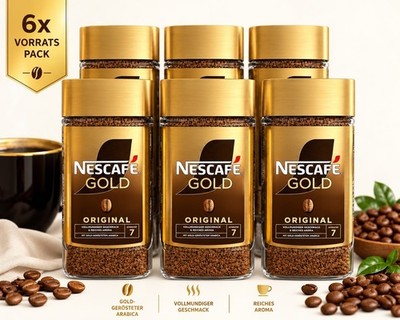 Nescafé Gold (6 x 200g) Original Instantkaffe Kaffee, Vorratspack