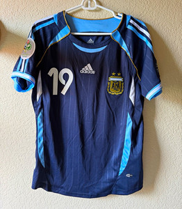 adidas Argentina Lionel Messi #19 Soccer Jersey Blue/Light Blue Size S