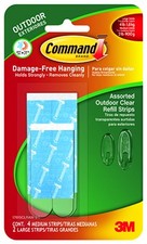 Outdoor Hook Strip Refills, Clear, Medium & Large, 8-Pk. - 17615AWB-8ESF 1.89 per strip