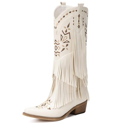 Cowboy Boots for Women Fringe Knee High Cowgirl with Classic
