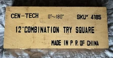 CEN-TECH 12" Combination Tri Try Square Wood Working Tool W/ Wooden Box SKU 4185