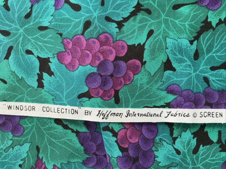 Hoffman Windsor Collection  2 Yd 14” x  43” Prewashed Cotton Grapes Leaves - Image 4 of 4