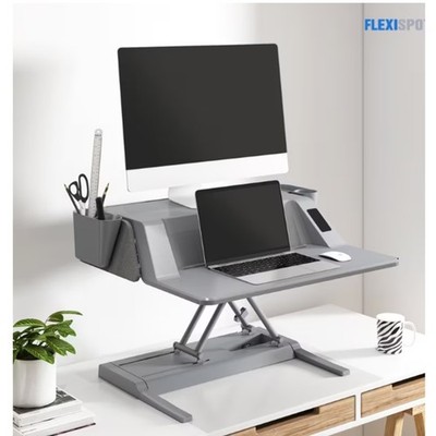FlexiSpot Motorized Standing Desk Converter 30'' Workstation GRAY NO HARDWARE