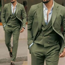 Beach Linen Suits for Men Single Breasted Groom Wedding Regular Fit Summer Wear