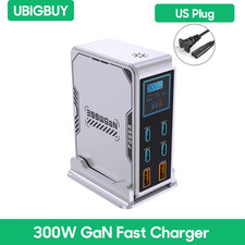300W Gan Charger PPS PD USB Type C 6-Port Digital Display Fast Charging Station