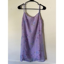 Ultra Pink Vintage 90s Floral Slip Dress Purple Lavender Chiffon Medium USA