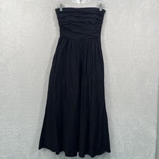 Reformation Sleeveless Midi Dress Womens 2 Black Pockets Minimal Cotton