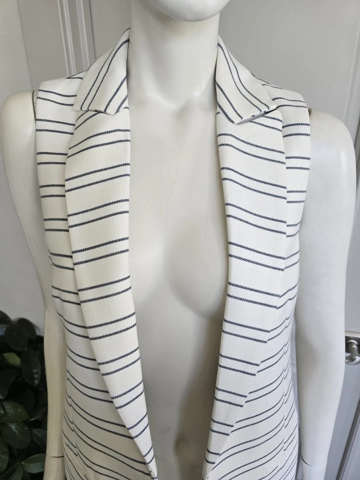 Kenar Striped Sleeveless Jacket Vest Open Front Lined Sz S NWT - Image 4 of 4