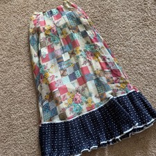 Chessa Davis Patchwork Polka Dot Pleated Maxi Skirt 1980s vintage