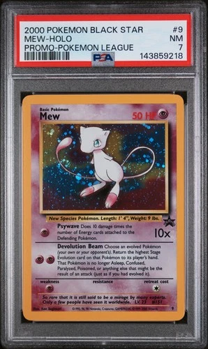2000 POKEMON PROMO BLACK STAR POKEMON LEAGUE #9 MEW-HOLO PSA 7