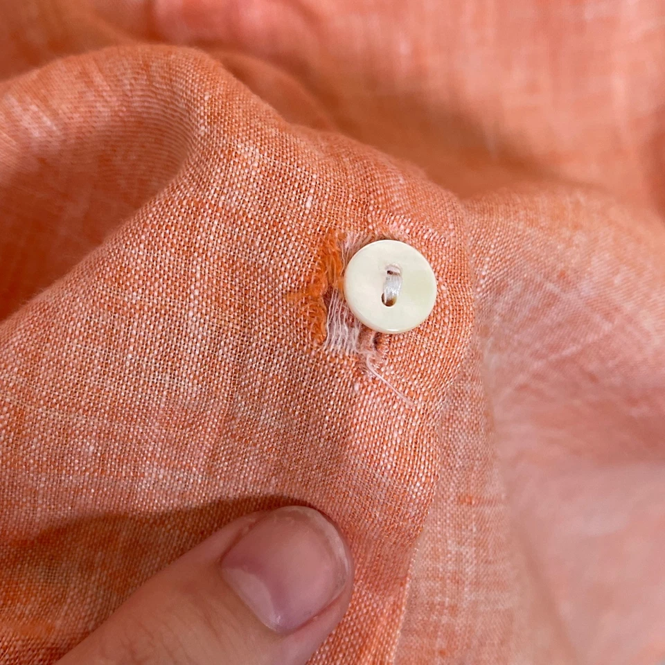 Camisa esencial de lino Jill Love coral naranja con botones para mujer XL boho Foto 4 de 4