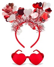 QLINLEAF Valentines Heart Headband and Heart Sunglasses Holiday Headband