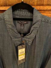 #61 NWT TOMMY HILFIGER DRESS LONG SLEEVE TIE WAIST SNAP BUTTON COLLAR BLUE 14