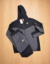 Nike Men's Colorblock Tracksuit Set Black Gray Hooded Zip Jacket Pants M