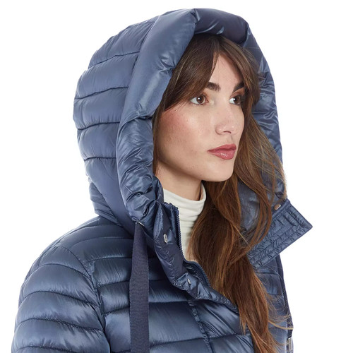 Parka donna Nine West leggero puffer jacket blu medio con cappuccio zip intera - Foto 7 di 12
