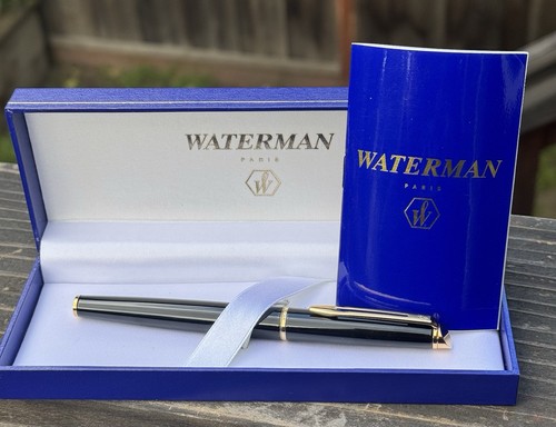 Waterman Hemisphere Rollerball Pen Black Lacquer & Gold W/Box
