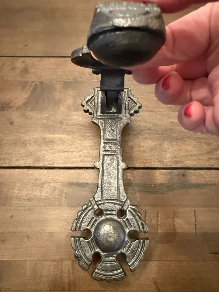 Art Nouveau Gunmetal Gray  Cast Iron Door Knocker 8.25 X 3” Heavy Gothic Salvage - Image 3 of 4