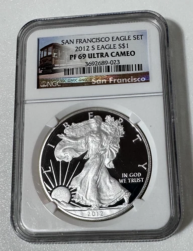 2012 S Eagle $1, San Francisco Set, American Silver Eagle, NGC PF69 Ultra Cameo