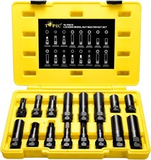 16-piece Locking Lug Nut Master Key Set 5 6 7 12 Spline Socket Set Star