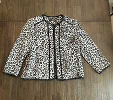 Kasper classic blazer suit jacket Women size 10 Animal Print Leopard Grey Black