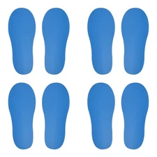 4 Pairs 7.9x3.1" Footprints Floor Stickers Floor Wall Stairs Decal Sky Blue
