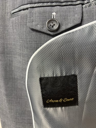 Aspen & Court Mens Grey Wool Suit Jacket Blazer Size 44 46 Waist 38 Tailored - Picture 13 of 18