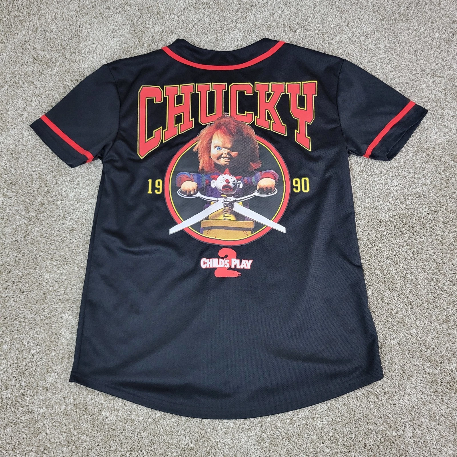 Chucky Childs Play 2 Good Guys Mens Black Baseball Jersey