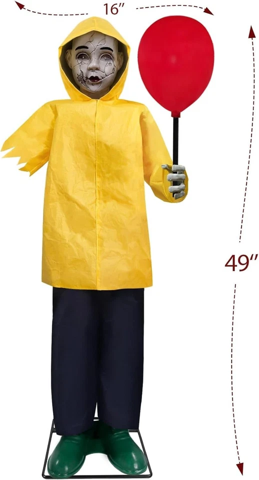 4 Fuß Georgie IT Gruselige Requisite Halloween Animatronics Indoor Outdoor Dekor Auflösung - Bild 3 von 4