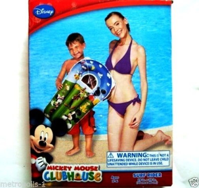 DISNEY MICKEY MOUSE CLUBHOUSE,SURF RIDER,POOL FLOAT,W/ WINDOW & TOW ROPE,KIDS 3+