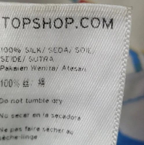 Topshop 100% Silk Blue Casual Ditsy Floral Print Crop Cami Top - Picture 5 of 5