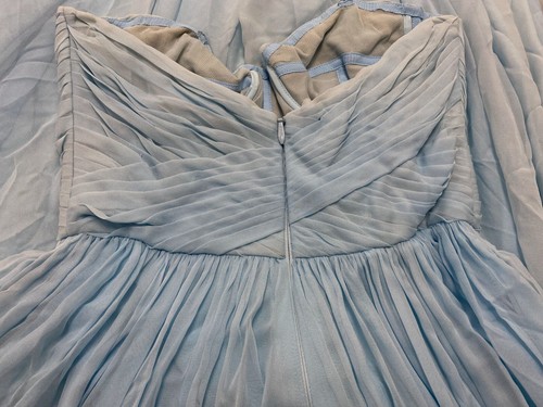 $4995 Monique Lhuillier Women's Blue Silk Chiffon Strapless Gown Dress Size 8 - Picture 6 of 9