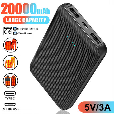 20000mah Power Bank Fast Charging 5V 3A Portable 2 USB 1 TYPE-C External Battery