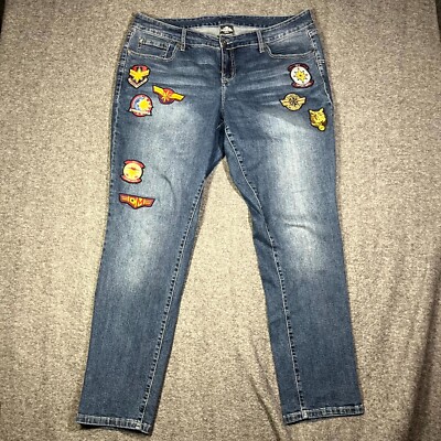 Marvel Her Universe Jeans Womens 18 Blue Captain Marvel Straight Stretch Patch