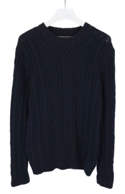 Gant Pullover Herren Groß Pullover Wollmischung Zopfmuster Dunkelblau