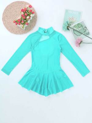 Girls Ballet Dance Leotard Dress Figure Ice Skating Dancewear Skater Dresses 