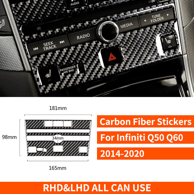 For Infiniti Q50 Q60 2014-2019 Carbon Fiber Style Decor Interior Kit Cover Trim - Foto 5