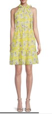 NWT Women's Eliza J Yellow Floral Print Trapeze Tiered Dress Size 14