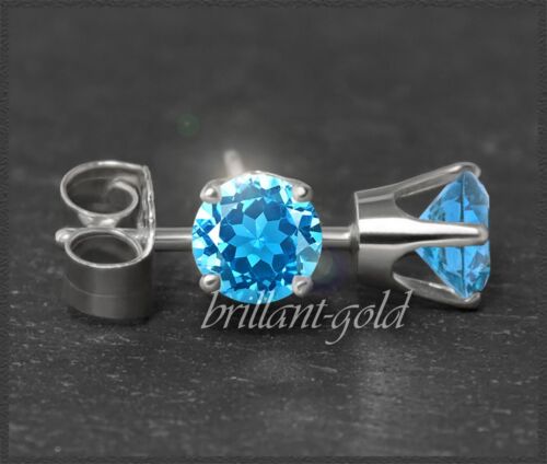 Ohrstecker in 585 Gold, aquamarin-blaue Topase 4, 5, 6, 7 mm, Gelbgold, Weißgold - Bild 15 von 16
