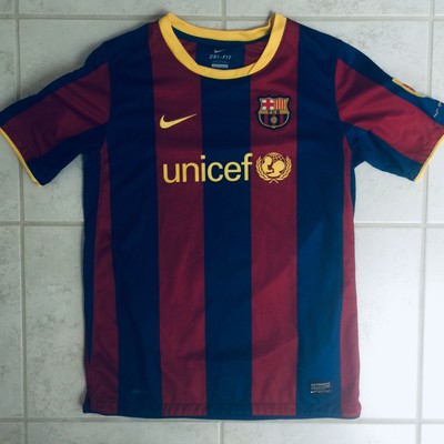 Nike FC Barcelona Messi Unicef 2010 2011 Home Soccer Jersey Kit Youth Kids  XL | eBay