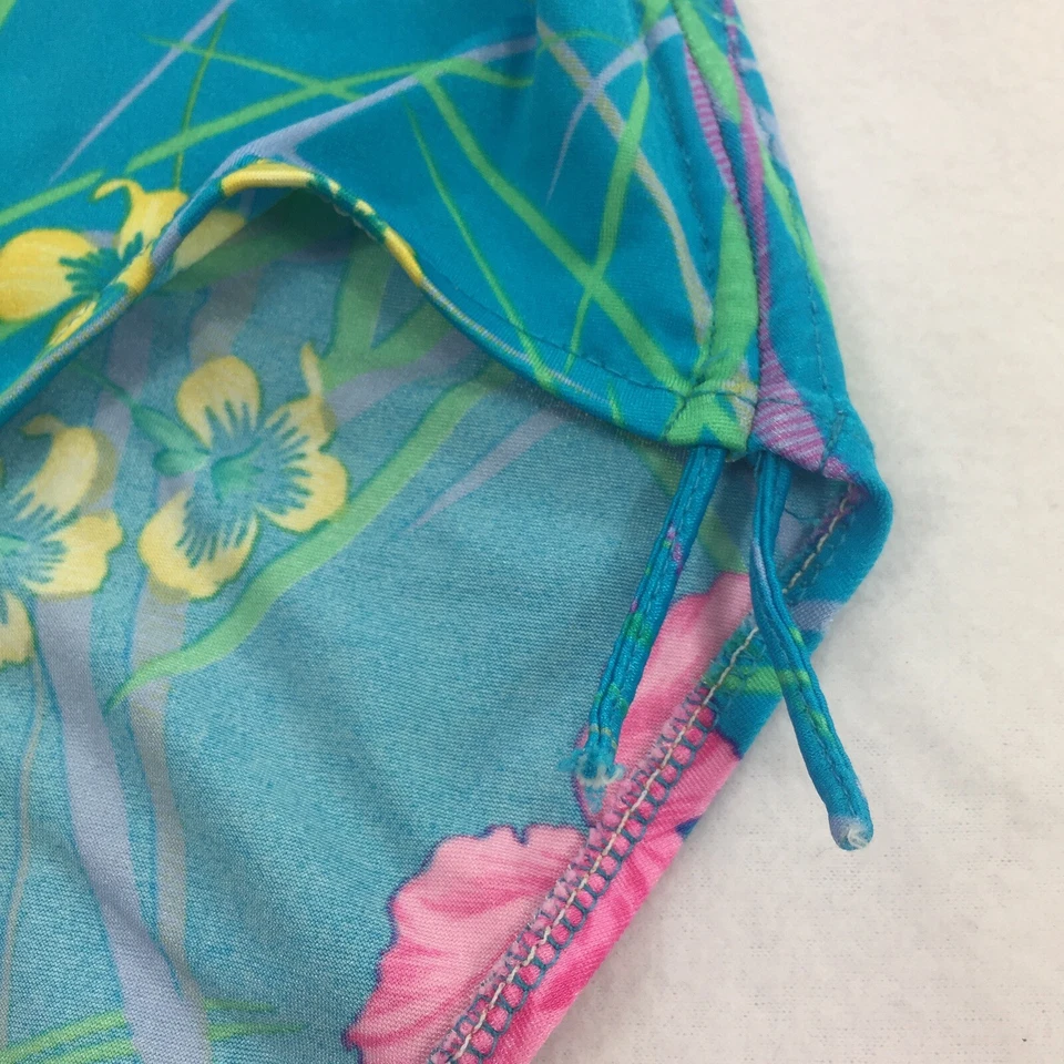 复古 Catalina 热带花卉印花连体泳衣 14 蓝色粉色游泳 XL — 第 3/4 张图片