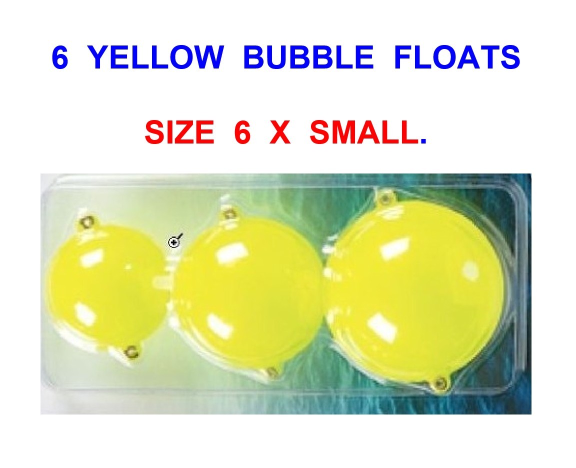 6 SMALL YELLOW BUBBLE FLOATS FOR GAME COARSE SEA FISHING LINE RIGS TROUT PIKE