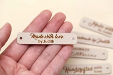Custom Handmade with Love Faux Leather Tags, Tag for DIY Leather Maker,