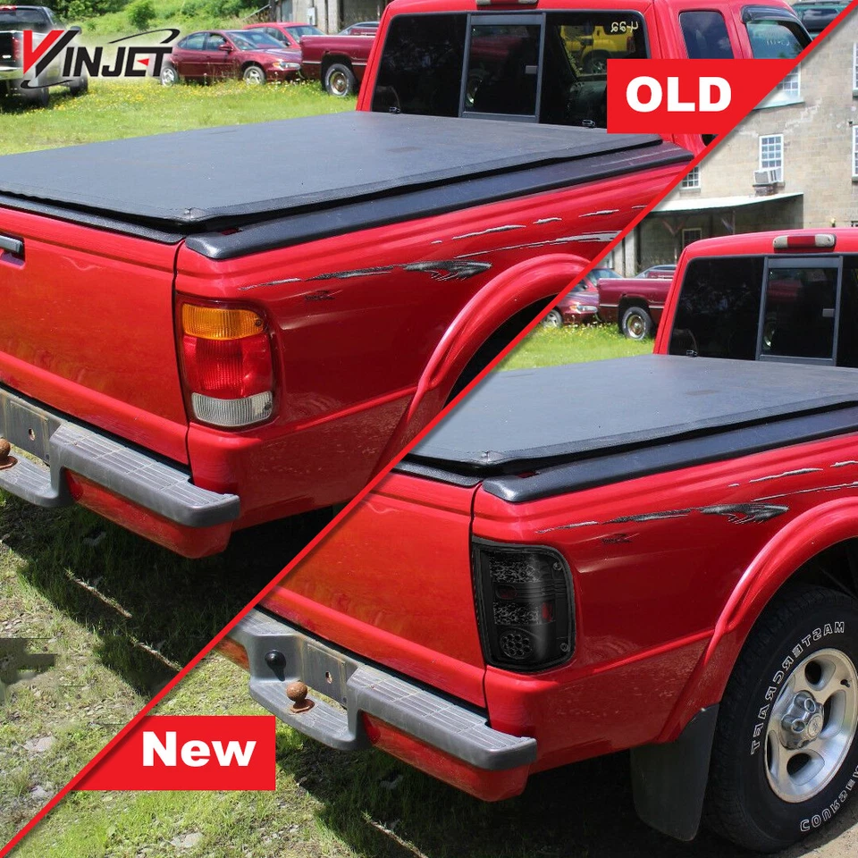 Fits 1993-1997 Ford Ranger LED Tail Lights Black Smoke Rear Brake Lamps Pair Foto 4 de 4