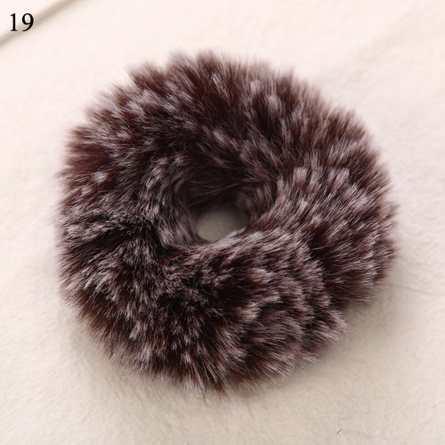 Fascia per capelli donna invernale colorata morbida peluche elastica coda di cavallo-porta scrunchies@ - Foto 32 di 33