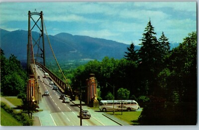 Lions Gate Bridge Vancouver British Columbia Mit Alten Autos Kanada Postkarte