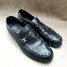 Hush Puppies Mens 18800 Sz 8 M Black Leather Slip On Loafer Dress Shoes