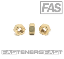 (10) 7/16-20 Brass Finished Hex Nuts - Fine Thread - Solid Brass (10 Pieces)